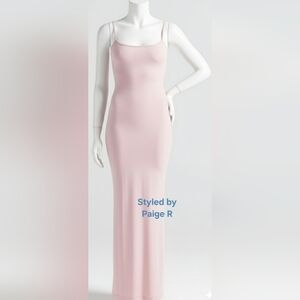 💕NWT SKIMS Soft Lounge Long Slip Dress Summer Collection Pink MORGANITE S